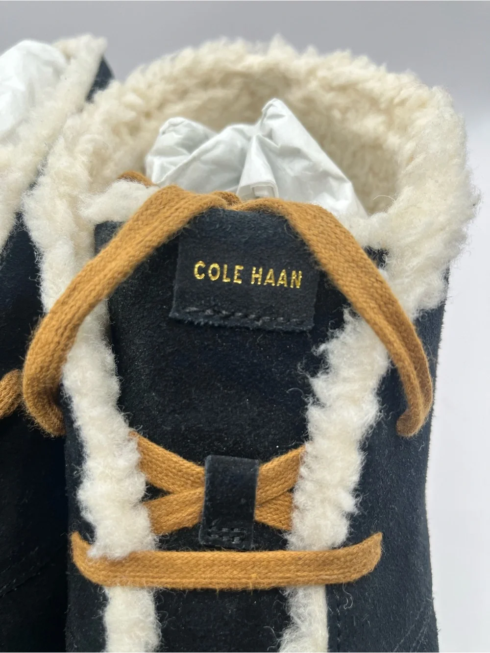 Cole Haan Original Grand Women's 9.5 Shearling Lined Suede Ankle Boots-Black